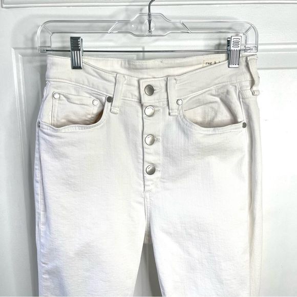 Rag & Bone Nina High Rise Ankle Skinny 5 Button White Jeans Size 28 - Picture 3 of 11